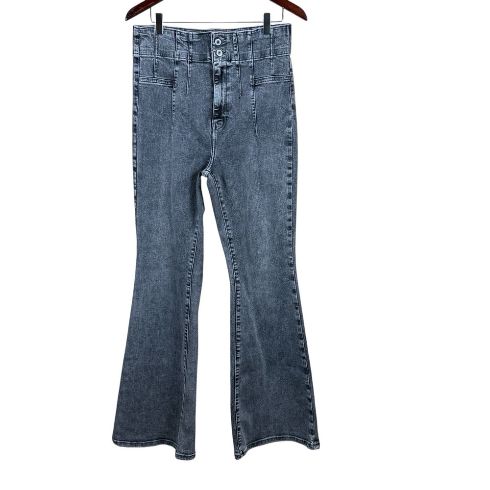 Free People We The Free Jayde High Rise Flare Leg Jeans Womens 32 Gray Stretch